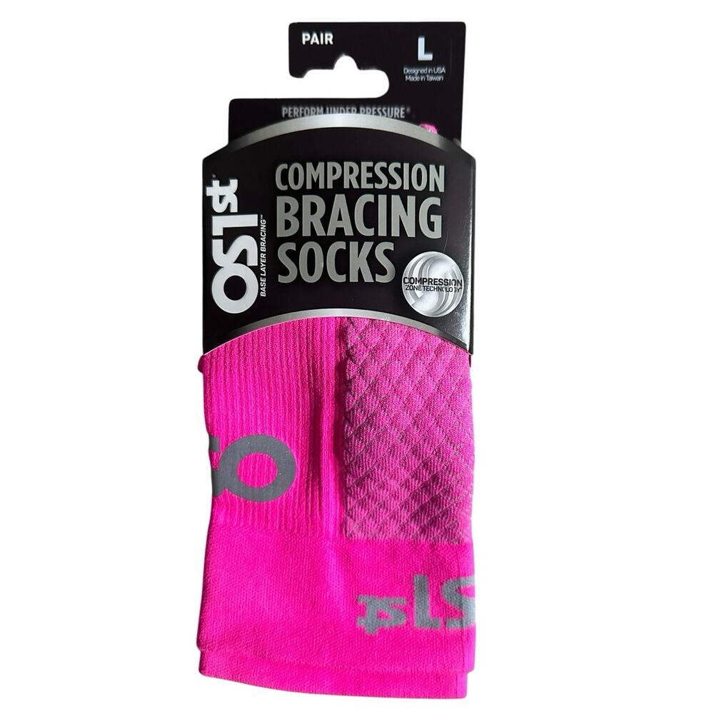 NEW OS1st FS4+ Compression Bracing Socks Pink Fusion Size L Plantar Fasciitis